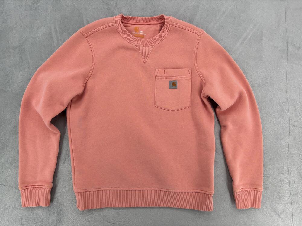 Carhartt Sweatshirt women’s small Pink Pullover pocket Crewneck Relaxed Fit